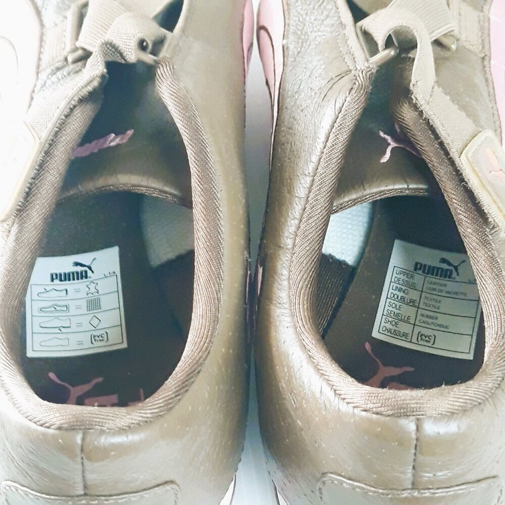 Puma Speedcat Chocolate Brown & Pink Leather Sneaker 10 Hook & Loop Closure - Picture 10 of 13